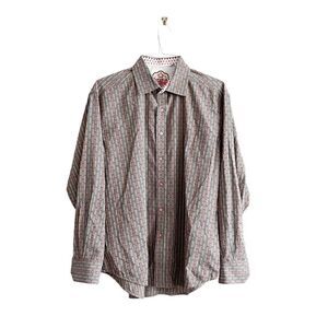 Robert Graham Mens Striped Long Sleeve Casual Shirt Button Multicolour Cotton XL